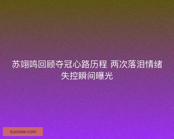 苏翊鸣回顾夺冠心路历程 两次落泪情绪失控瞬间曝光 苏翊鸣回顾夺冠心路历程 两次落泪情绪失控瞬间曝光